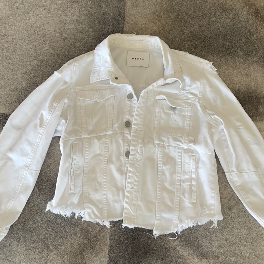 Blank NYC White Distressed Denim Jacket